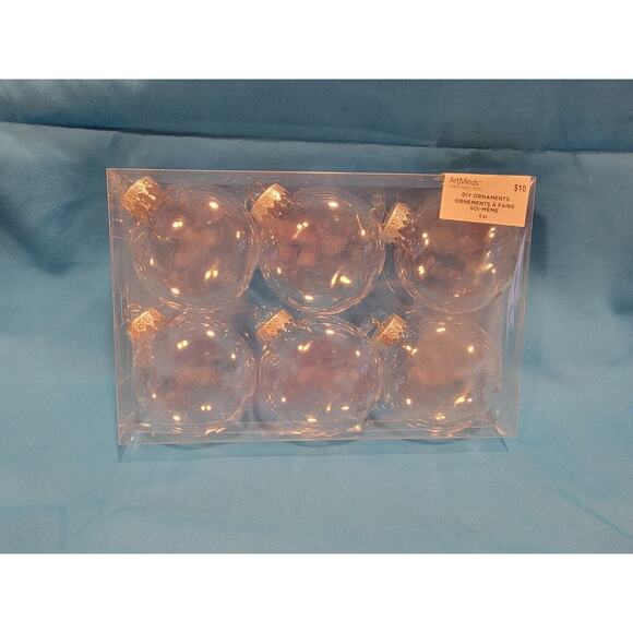Artminds Clear Plastic Christmas Ornaments 3 inch Disc 6 Pc New In Package - Picture 1 of 7